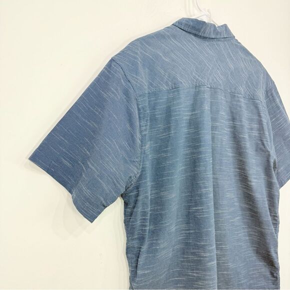 Kavu Blue Mottled Button Up Short Sleeve Casual Performance Shirt - Picture 9 of 15